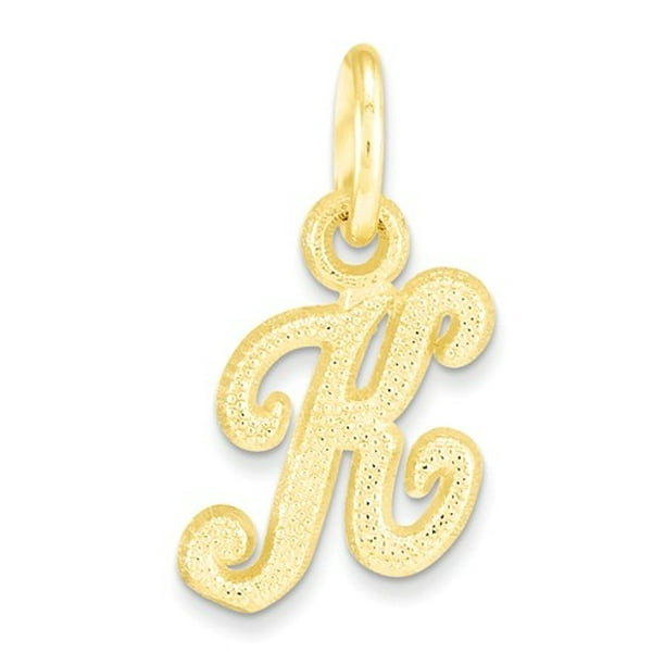 14k Yellow Gold Initial K Charm on a 14K Yellow Gold Carded Rope Chain Necklace 14k Yellow Gold Initial K Charm on a 14K Yellow Gold Carded Rope Chain Necklace